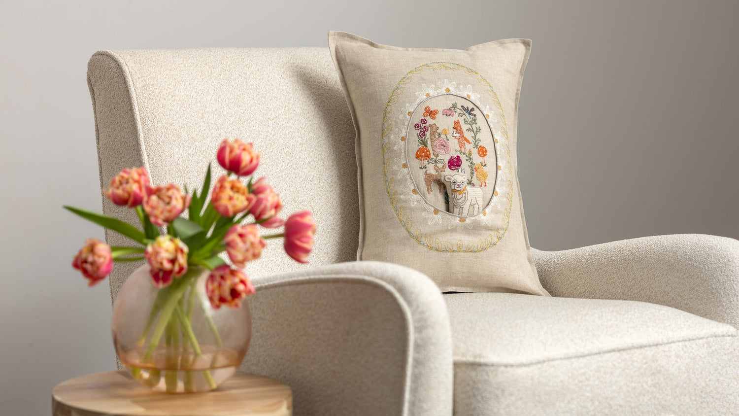 Coral & Tusk embroidered linen easter sugar egg pocket pillow