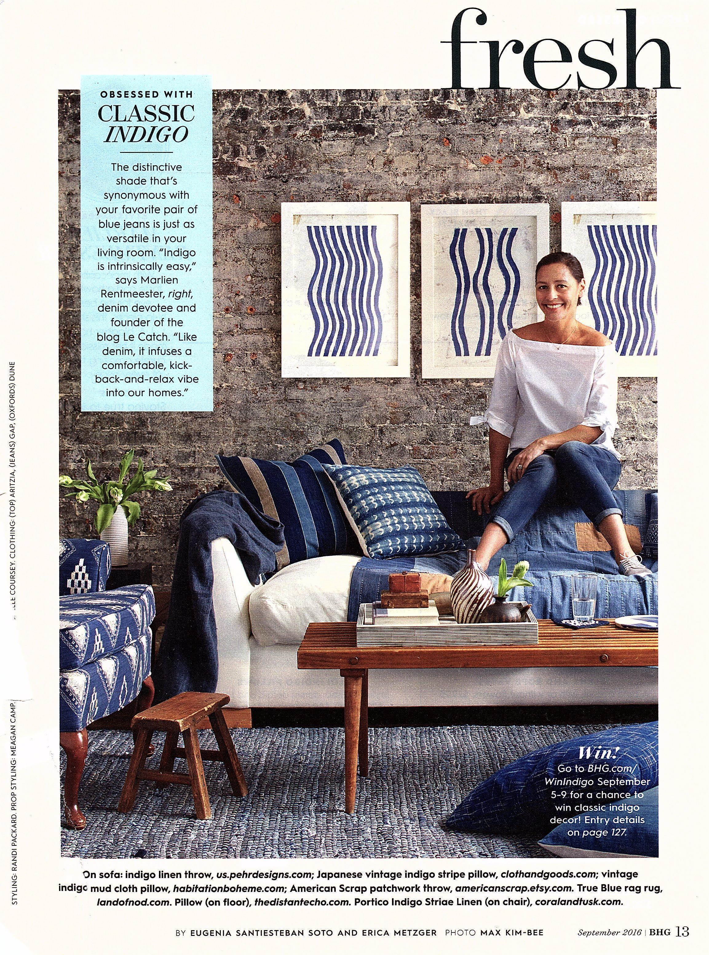 Coral & Tusk embroidered indigo fabric mention in Better Homes and Gardens