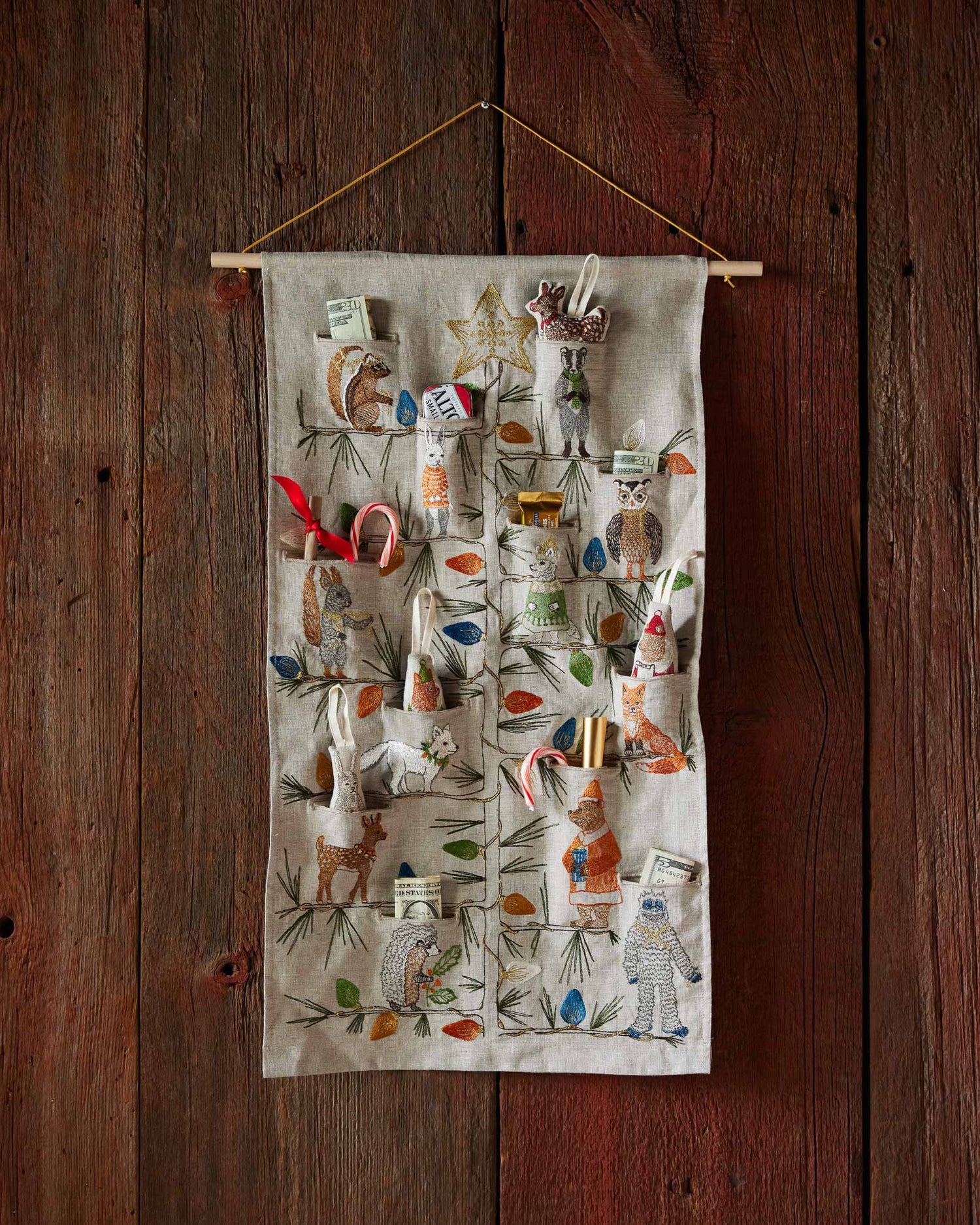 Coral & Tusk embroidered tree trimmers Christmas advent calendar