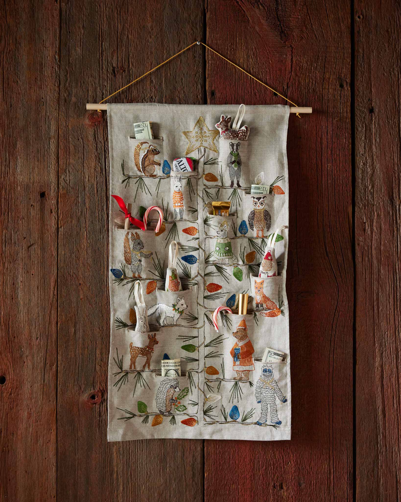Coral & Tusk embroidered tree trimmers Christmas advent calendar