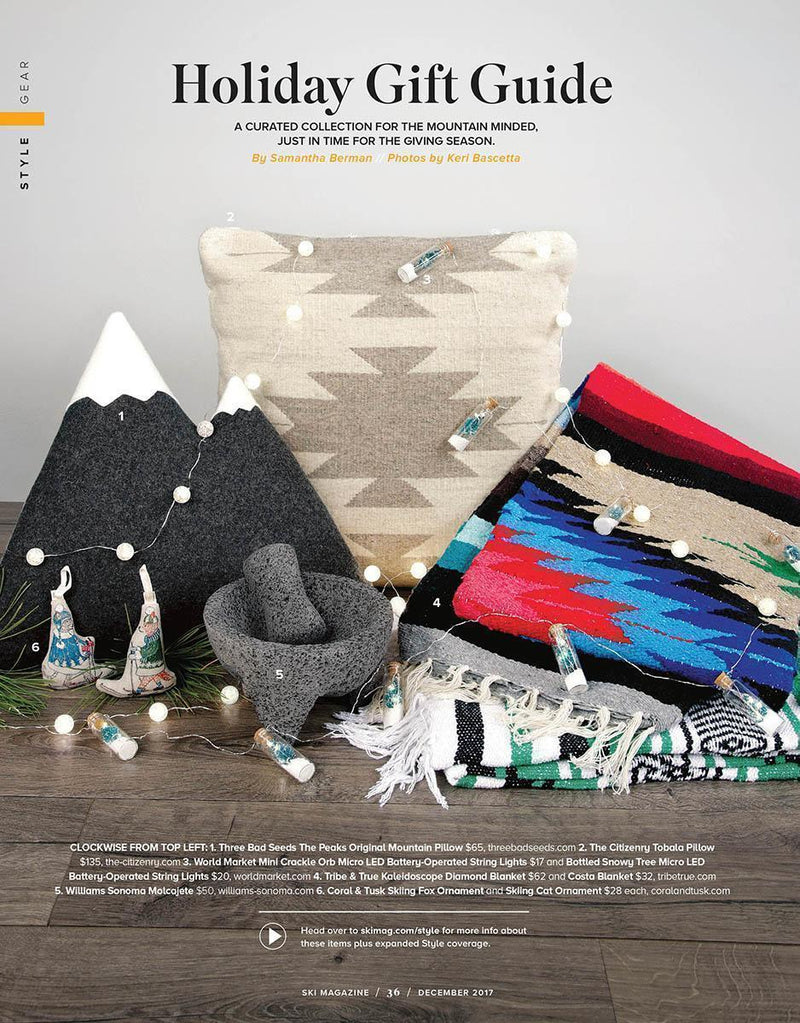 Ski Magazine Holiday Gift Guide article featuring Coral and Tusk embroidered Christmas Ornaments.