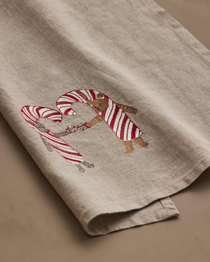 Candy Cane Cheers Tea Towel