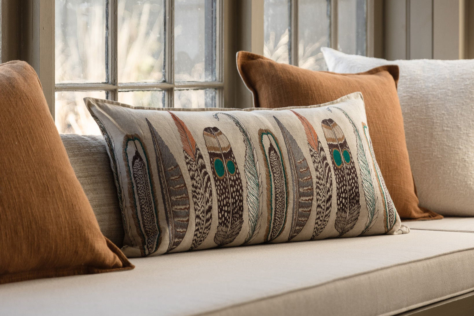 Large Feathers Lumbar Pillow
