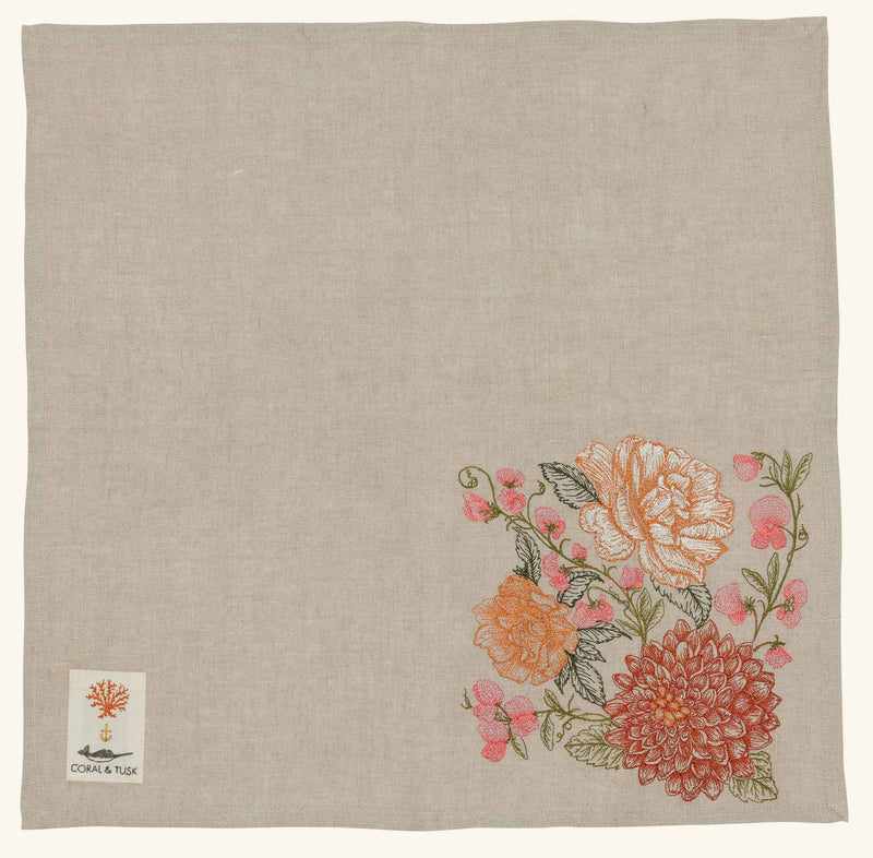 Coral Bouquet Dinner Napkin