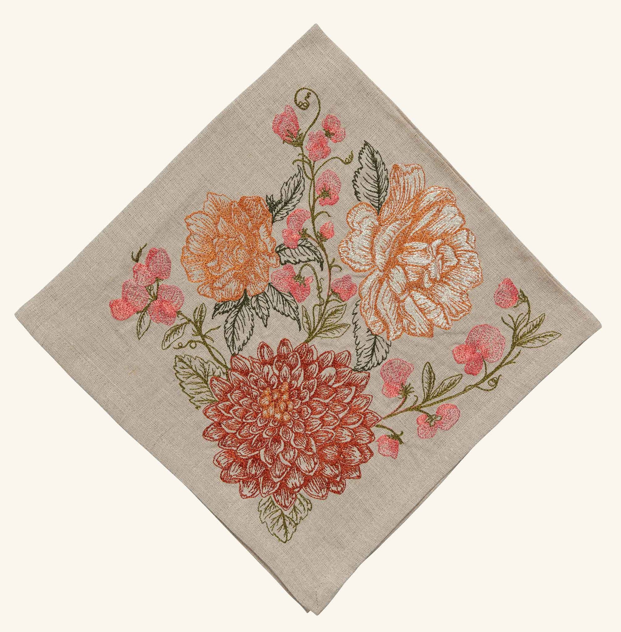Coral Bouquet Dinner Napkin