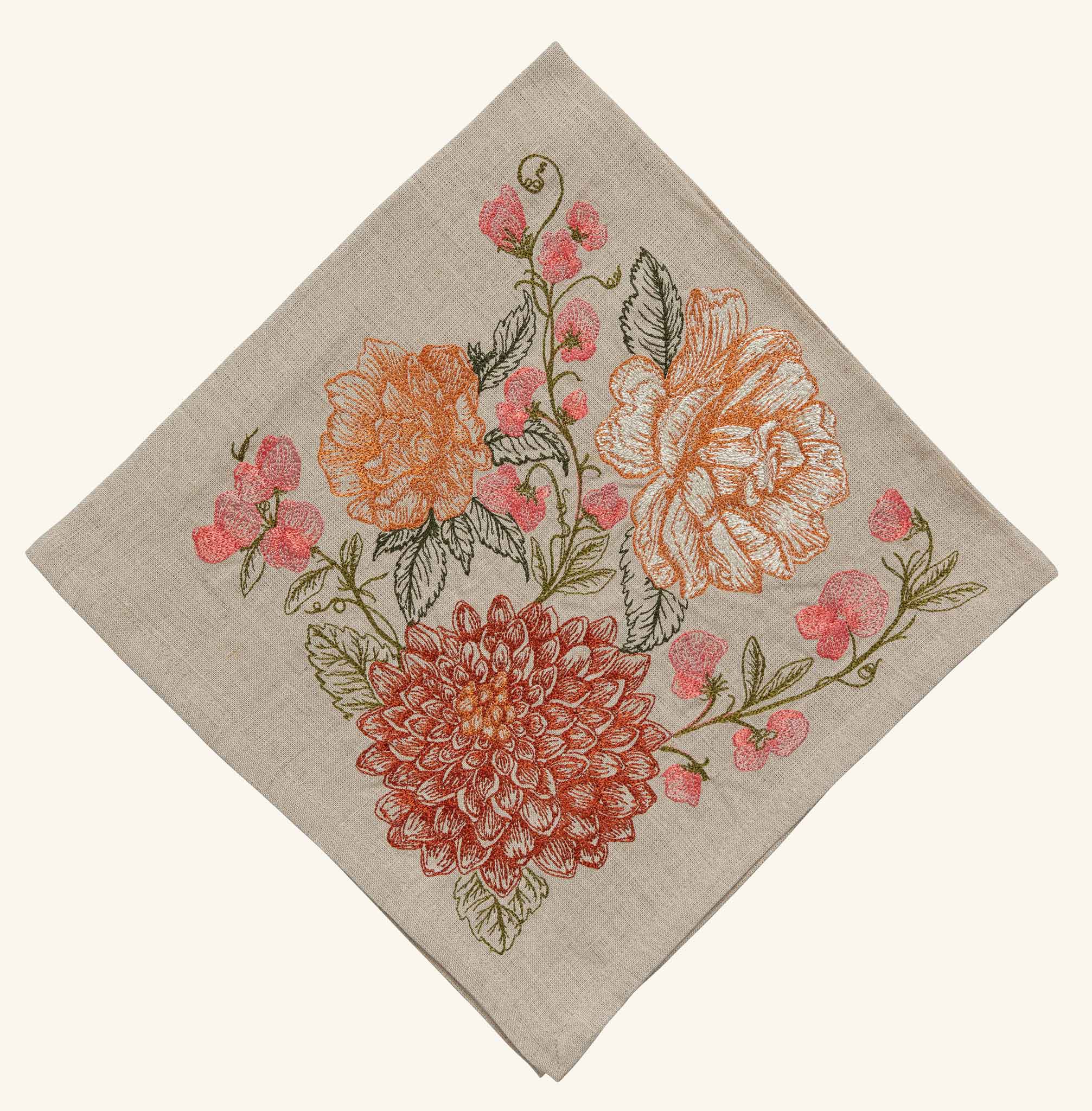 Coral Bouquet Dinner Napkin