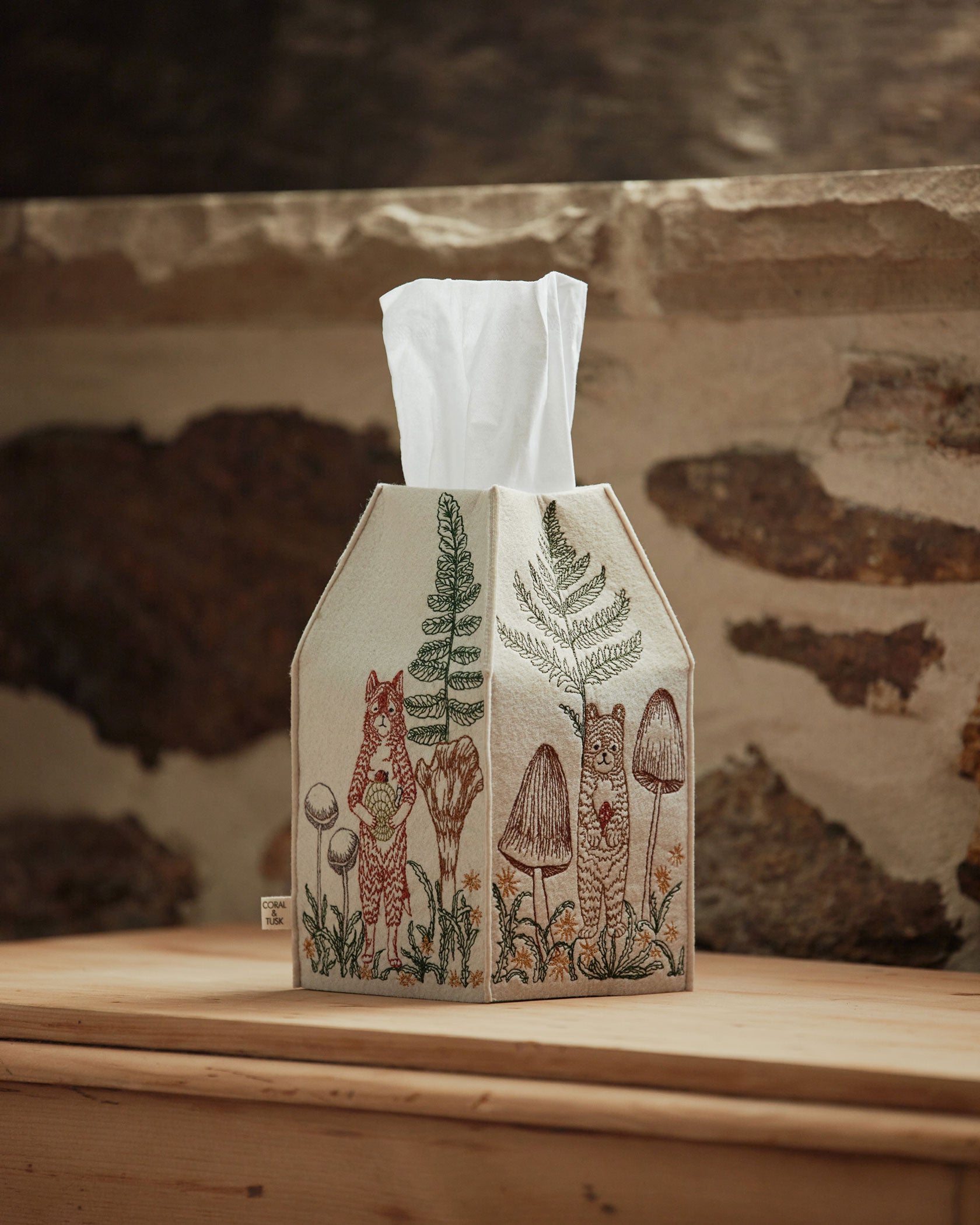 Mushrooms and Ferns Tissue Box Cover