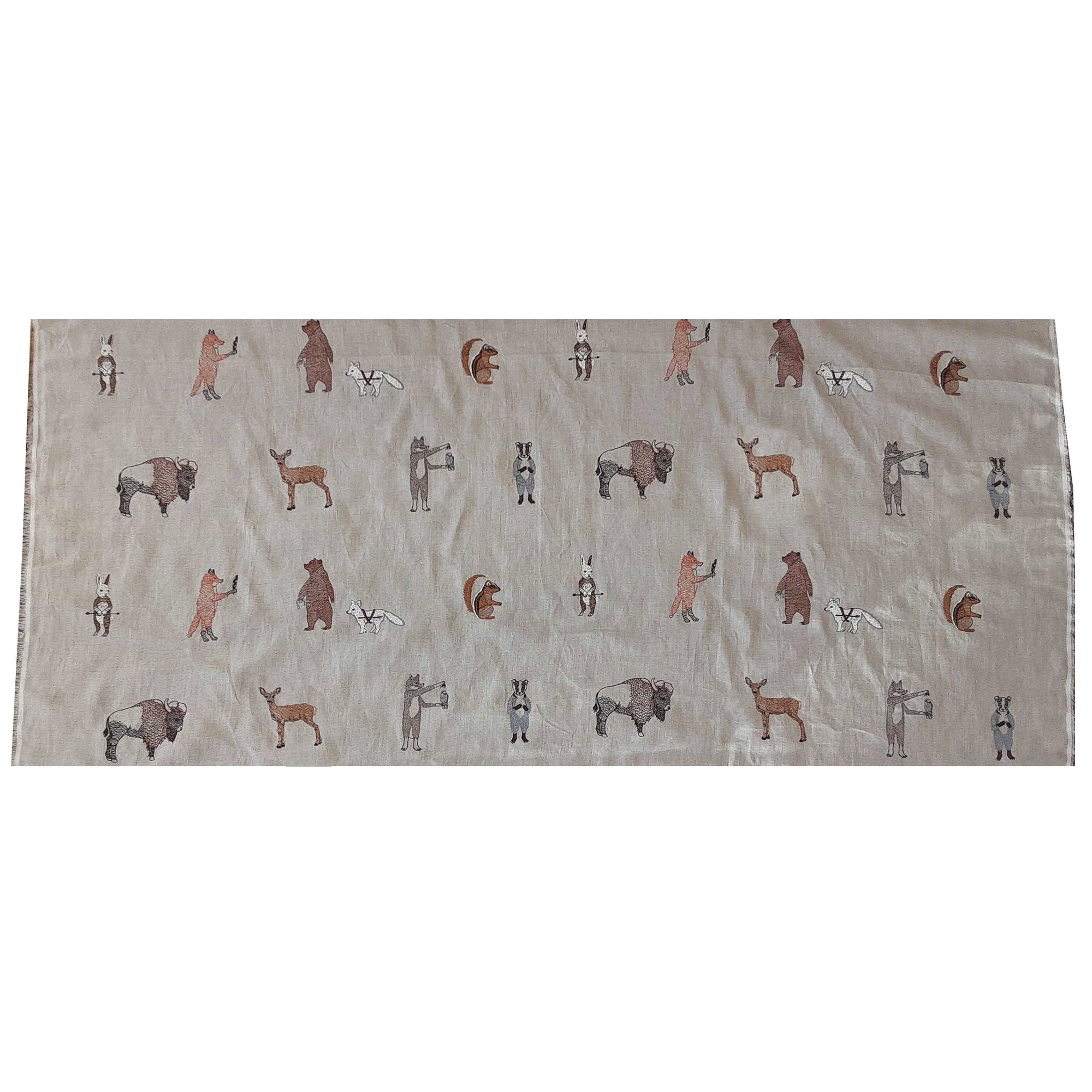 Woodland Animals Linen Fabric Yardage 7.5 yards
